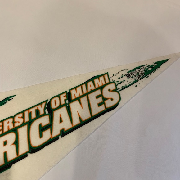Vintage Wincraft University of Miami UMiami Hurricanes 30" Pennant Flag - Picture 7 of 12